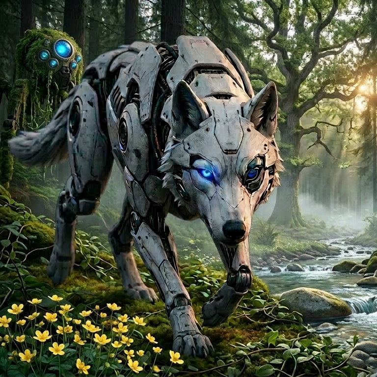 round image just of robotic wolf